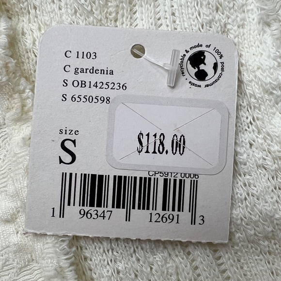 Free People Mock Neck Knit Top Size Small Gardenia Long Sleeve Lace Stretch - Picture 10 of 10